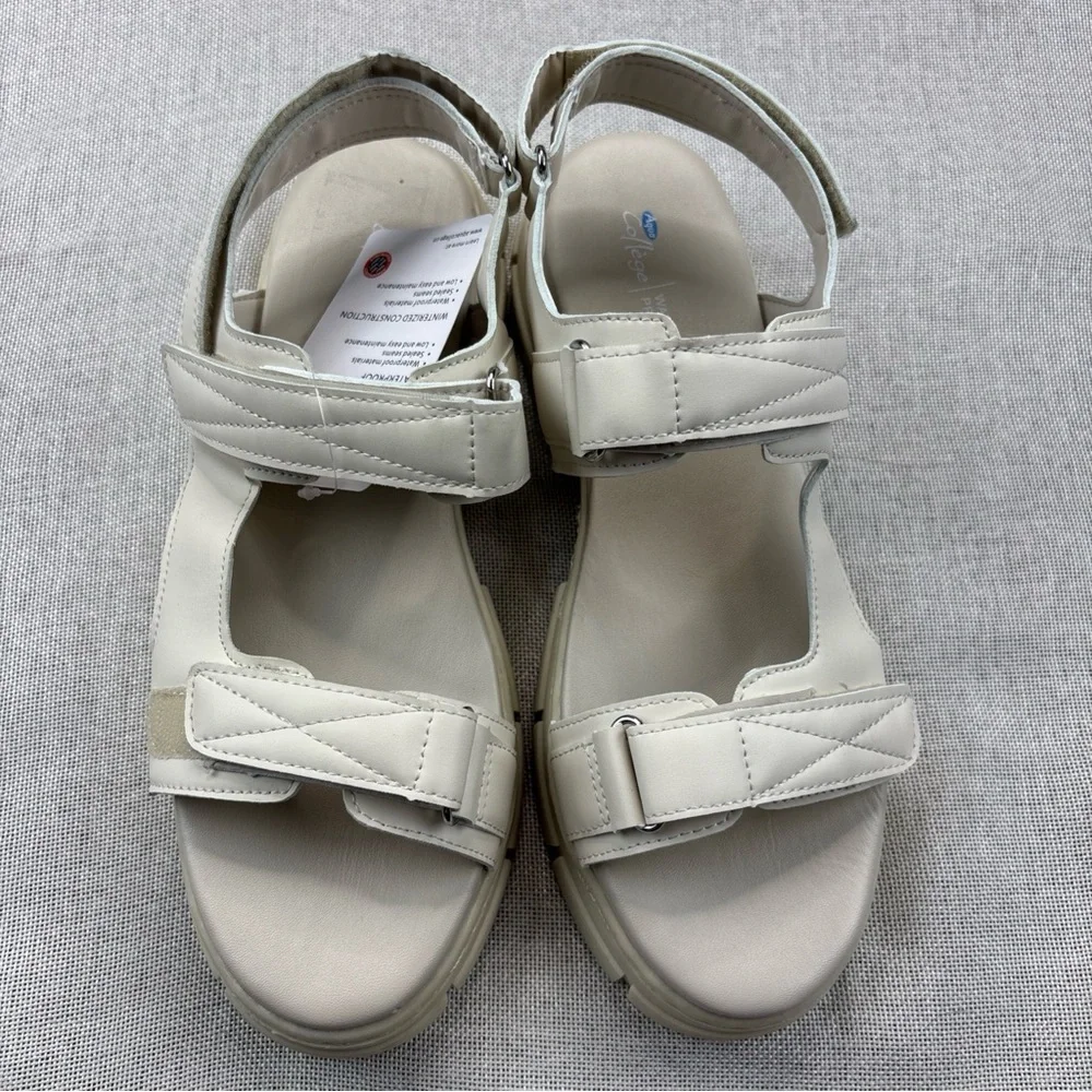AQUA COLLEGE Womens Ivory Hux Round Toe Platform Slingback Sandal 10 M